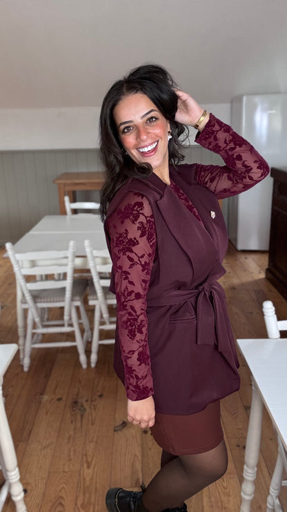 Royal mouwloze blazer - Burgundy