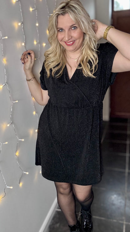 Midnight sprakle wrap dress - Zwart