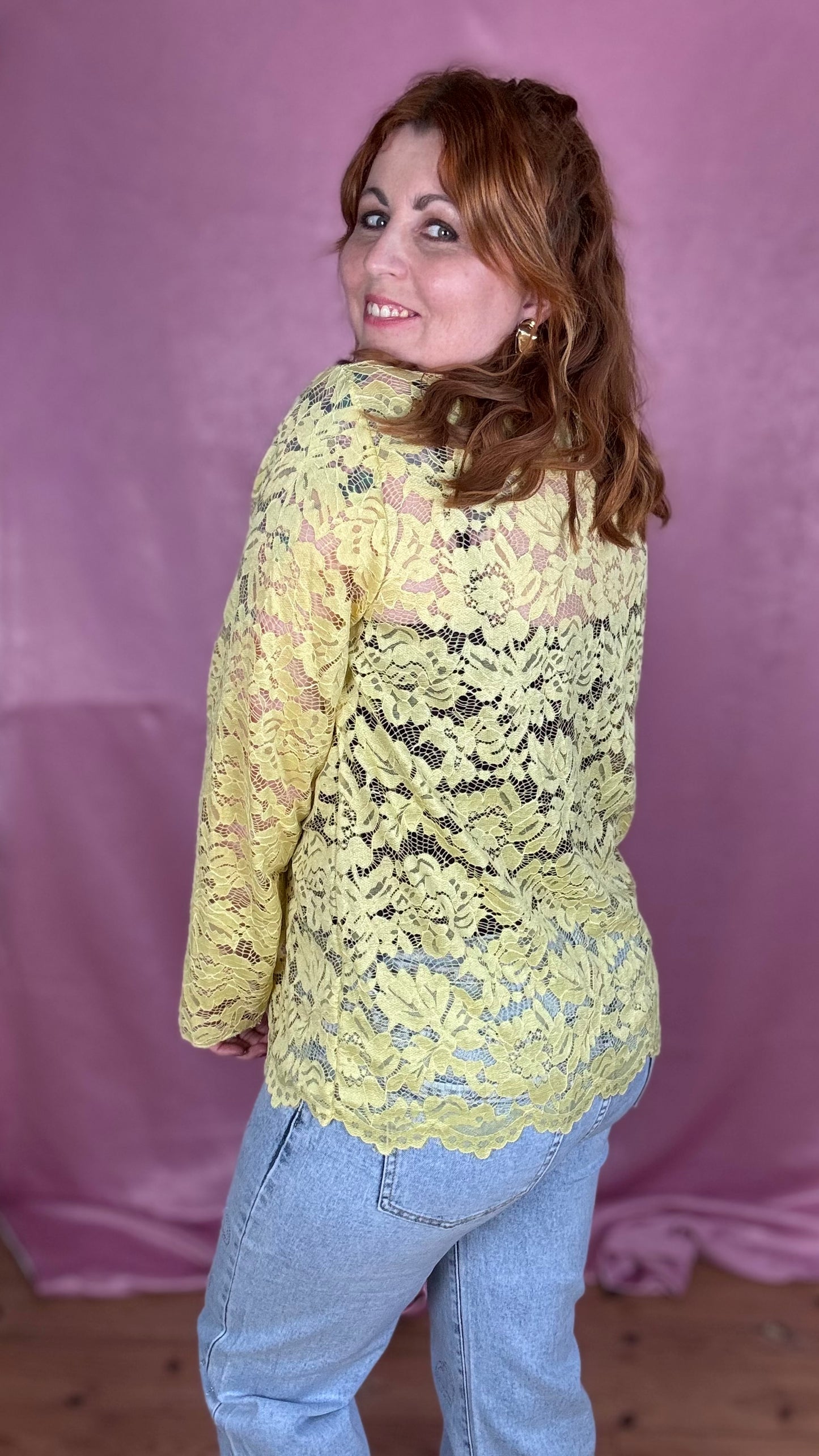 Fleur lace blouse - Pastelgeel