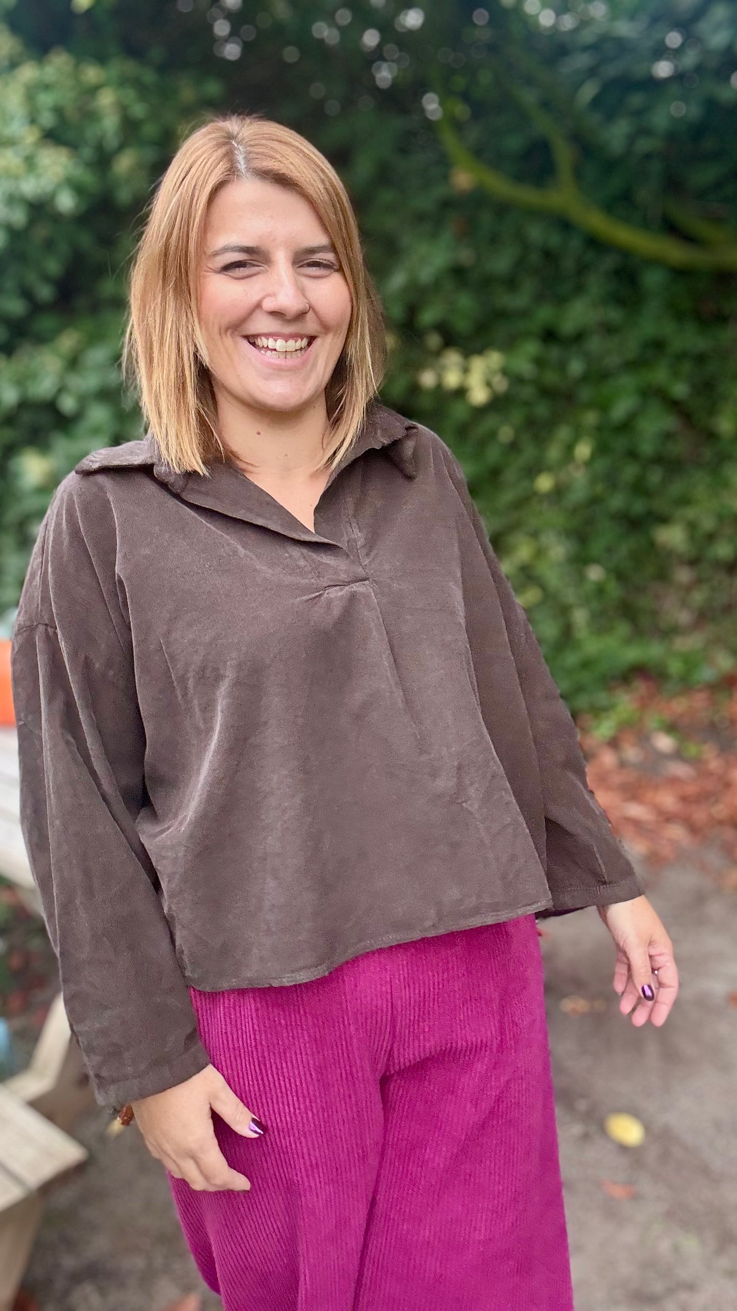 Fine ribbed blouse - Bruin