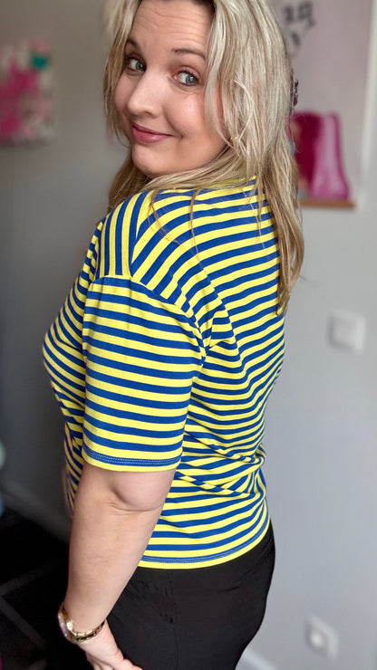 Claudia shirt - Blauw/geel