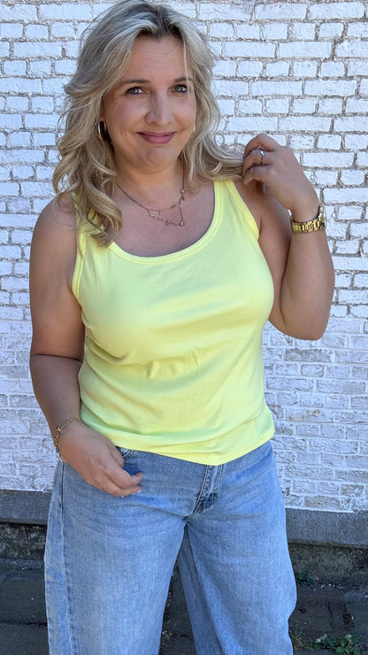 Ribbed top - Geel