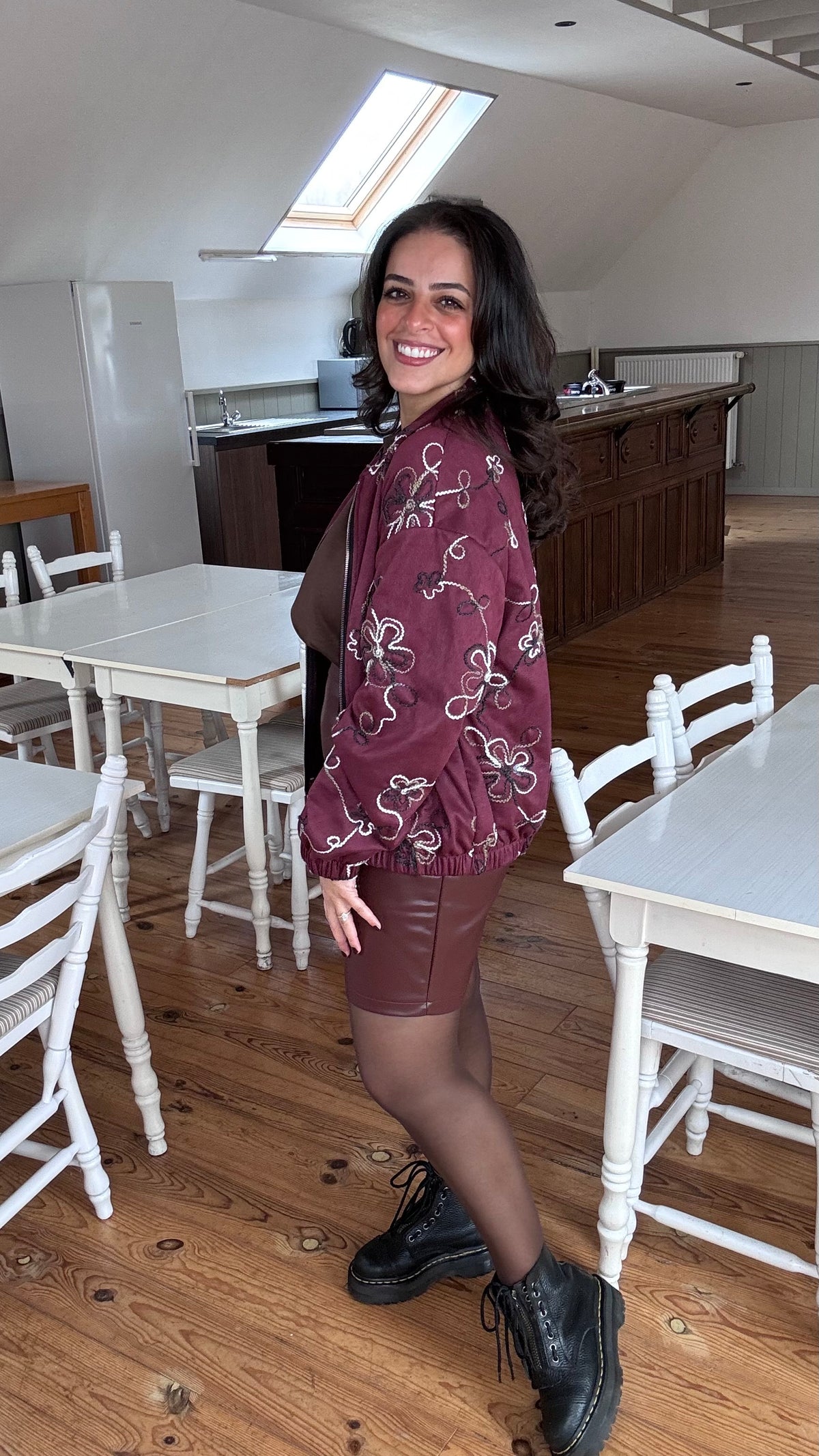 Swirl suède bomber  - Burgundy