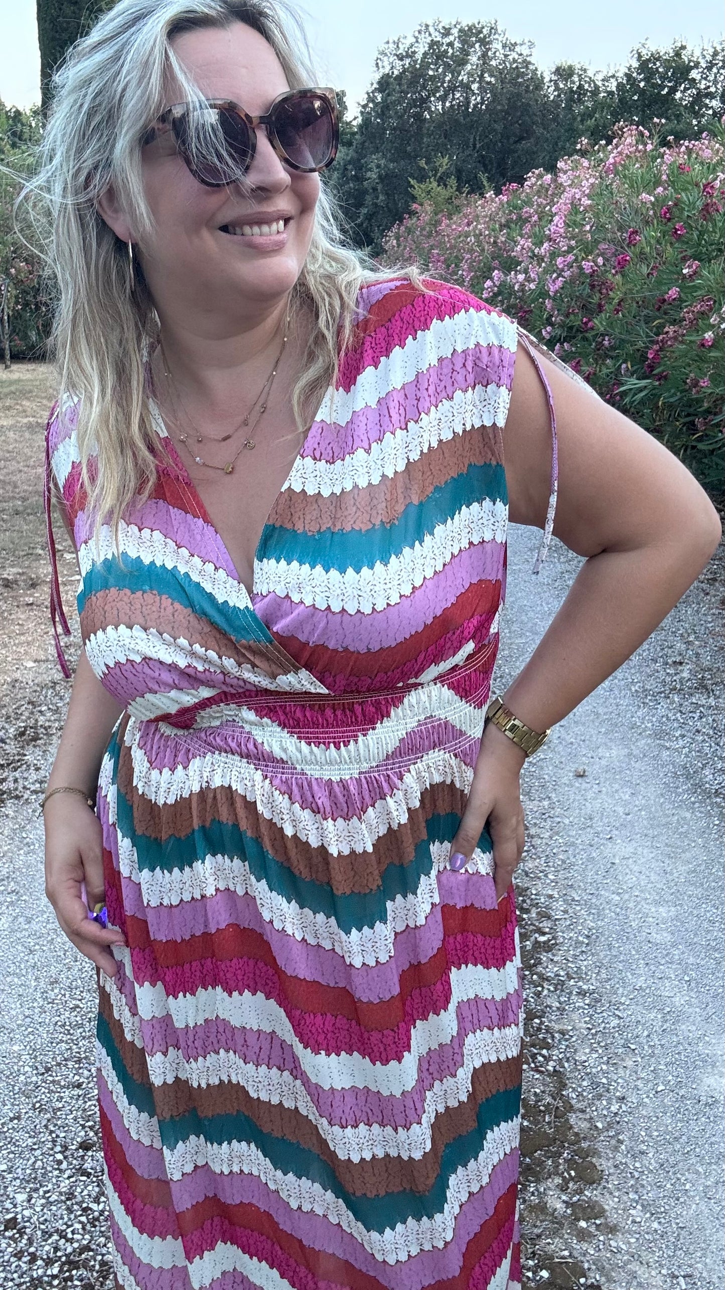 Every Woman Dress - Aztec glow (roze/groen)