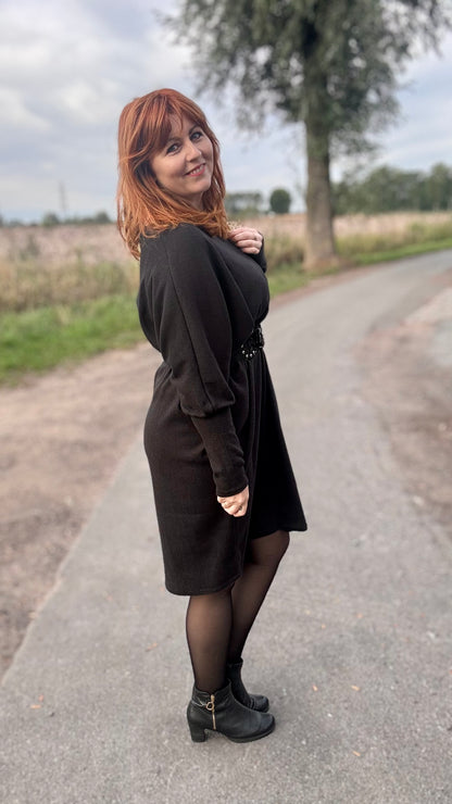 Lounge luxe jurk - zwart