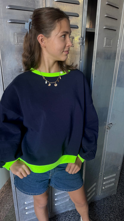 Leyla sweater - Navy/neon