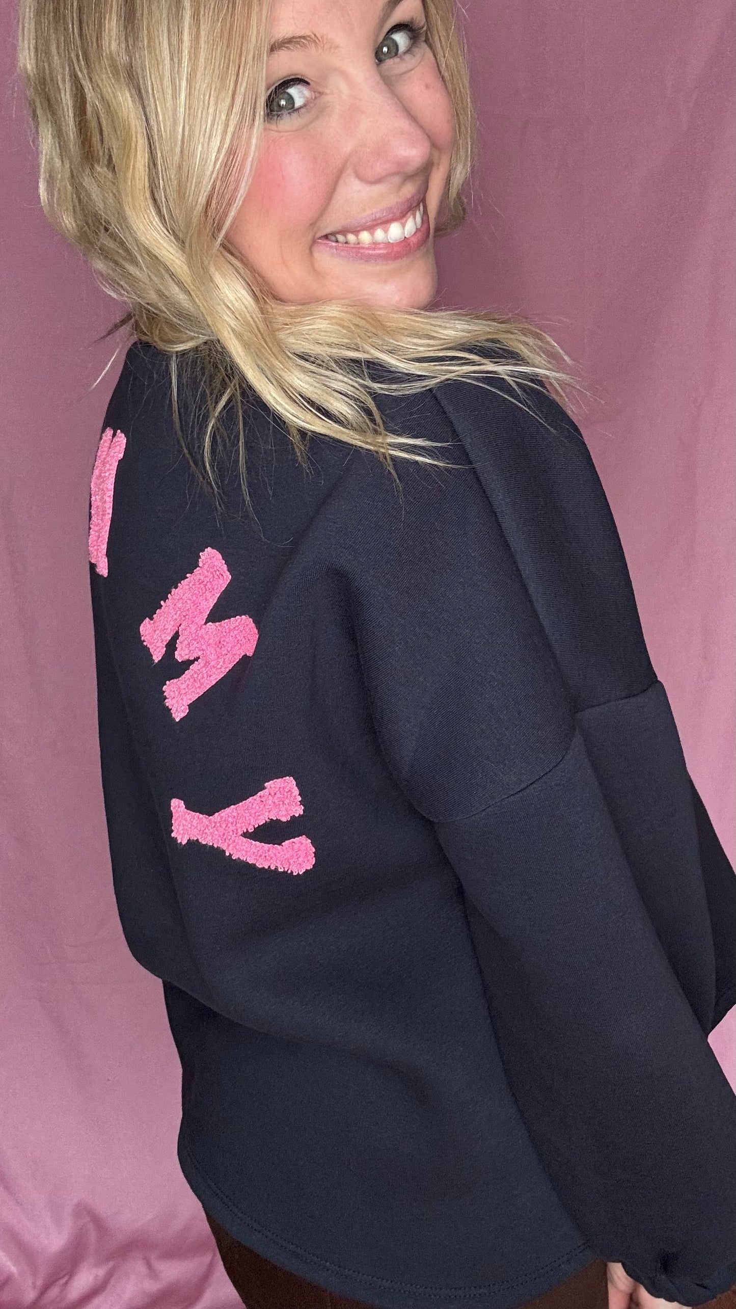 Mommy sweater - Navy/pink
