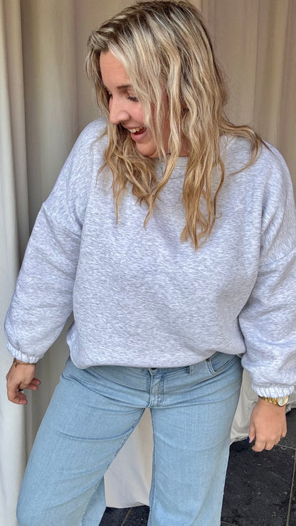 Sweater Copine - Grijs/Bordeaux letters