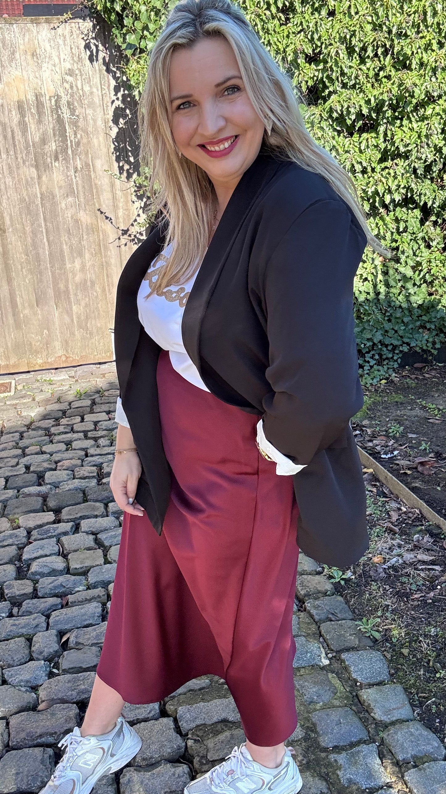 Lace touch blazer - Zwart