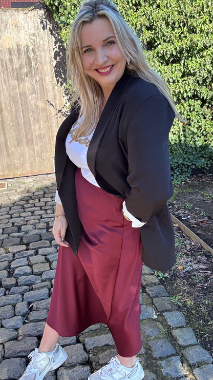 Lace touch blazer - Zwart