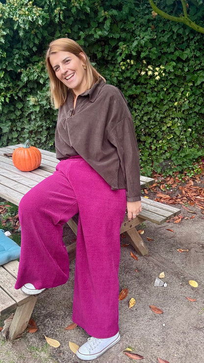 Fine ribbed blouse - Bruin