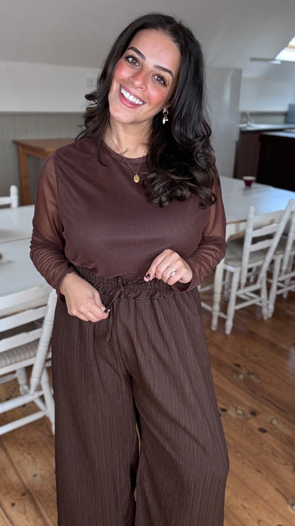 Elle mesh top - Bruin