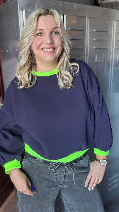 Leyla sweater - Navy/neon