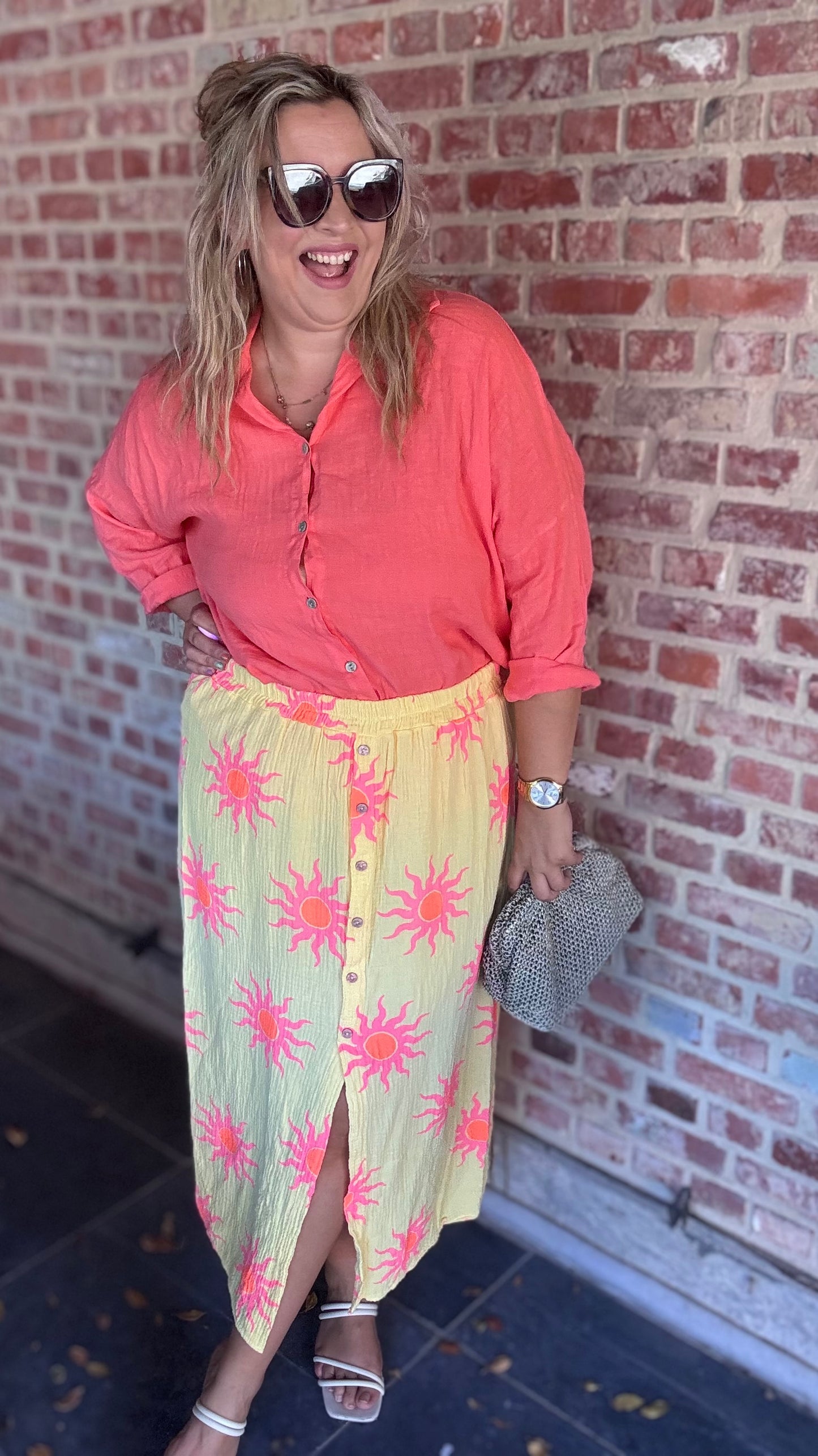 Ruth tetra rok - print geel