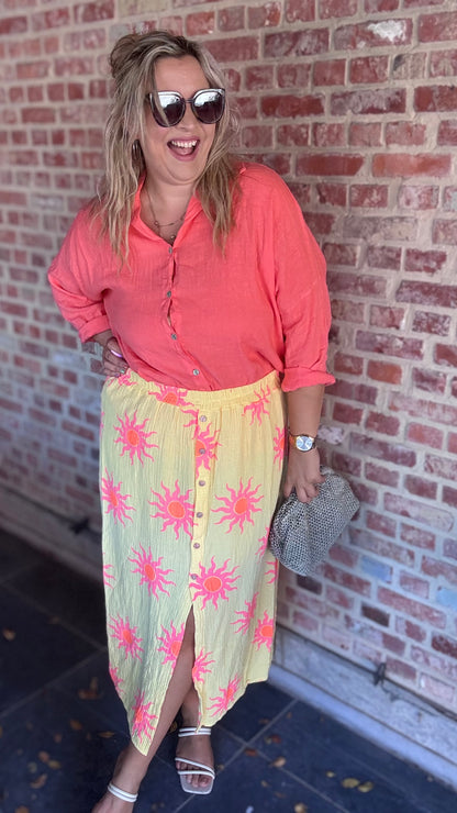 Ruth tetra rok - print geel