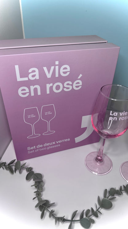 La vie en rosé - Set van 2 wijnglazen