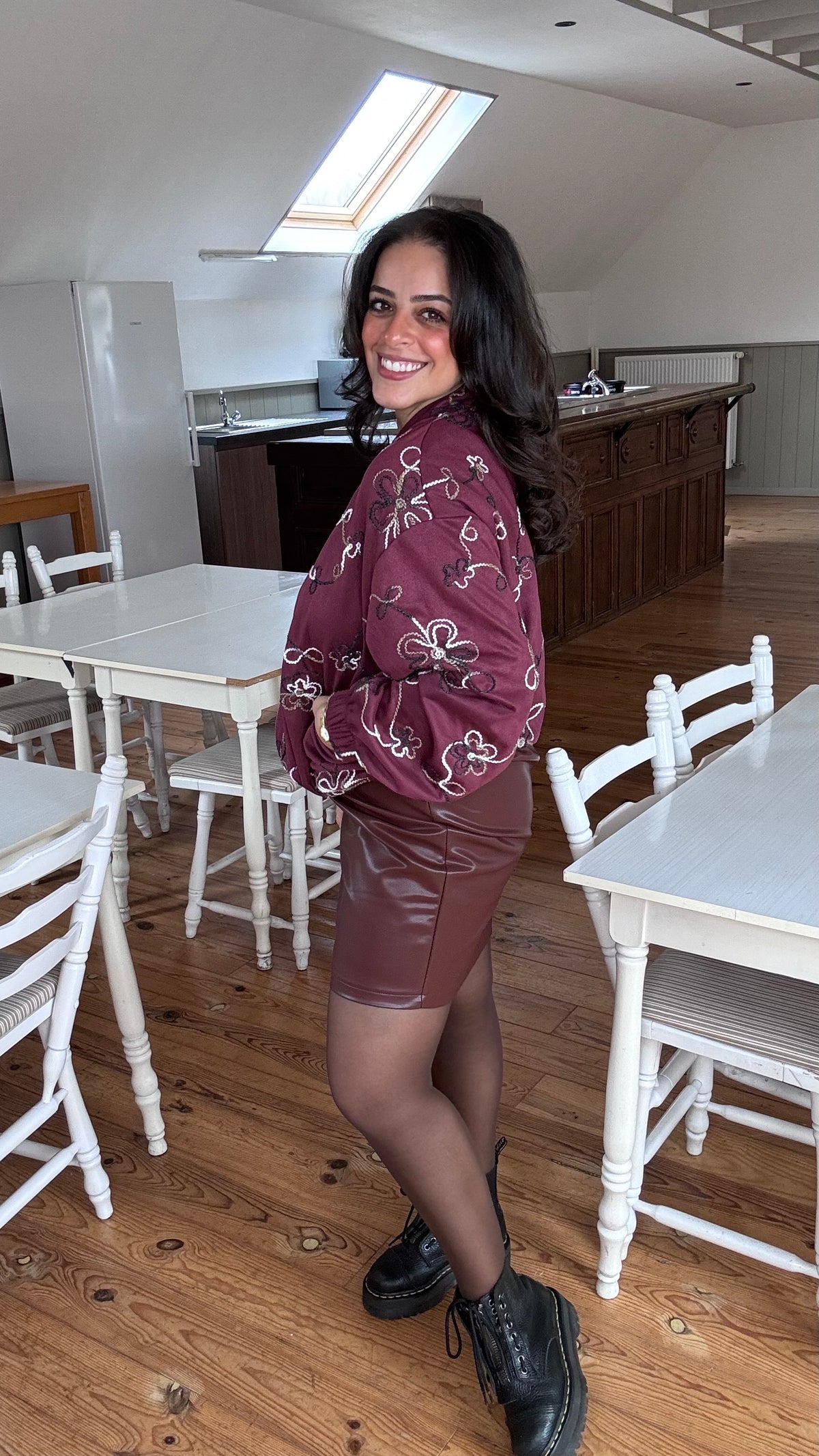 Swirl suède bomber  - Burgundy