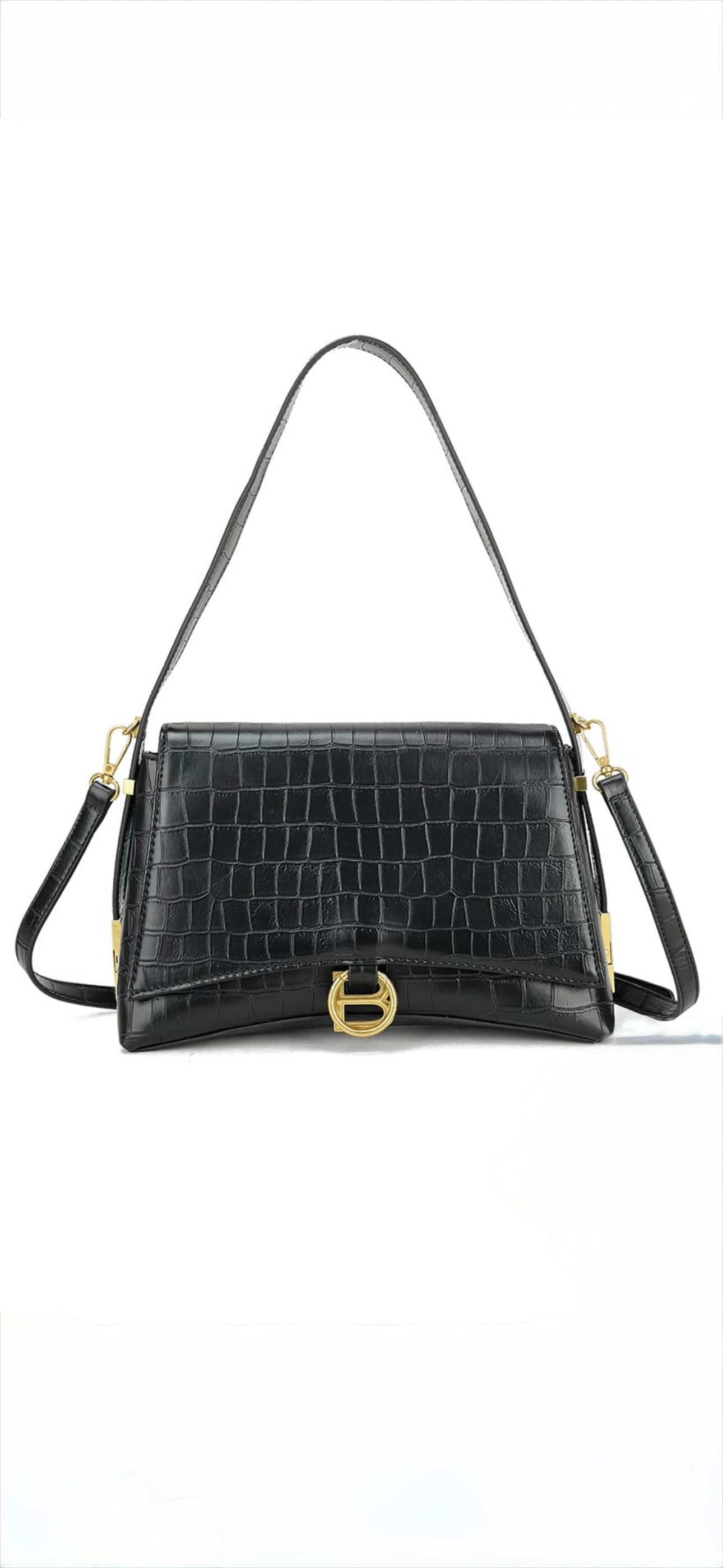 Croco handtas - Zwart