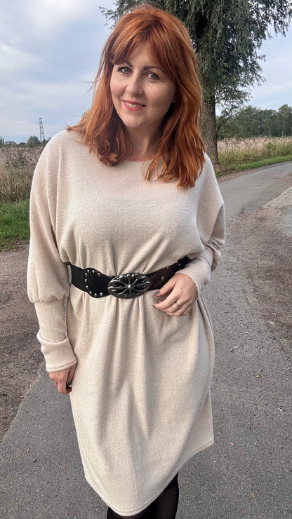 Lounge luxe jurk - crème