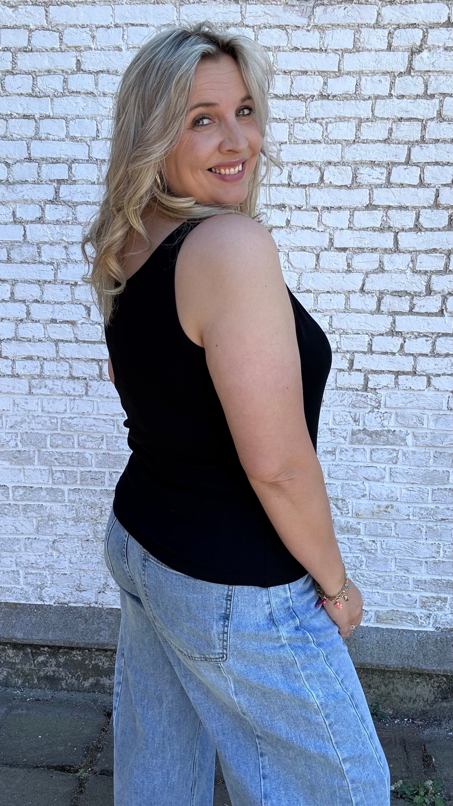 Ribbed top - Zwart
