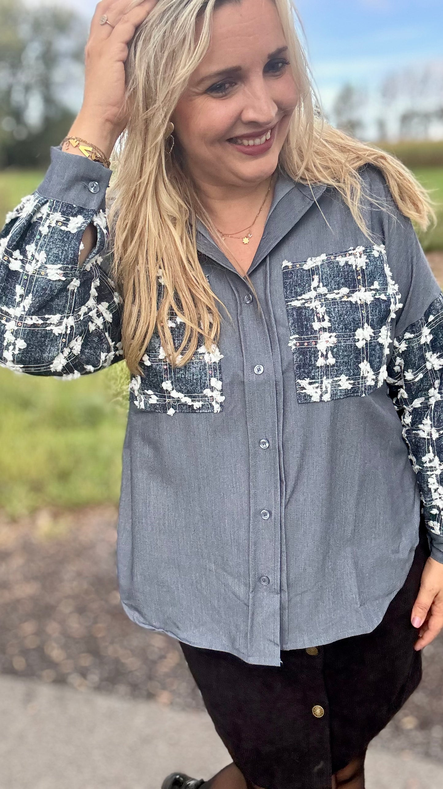 Sparkle denim blouse