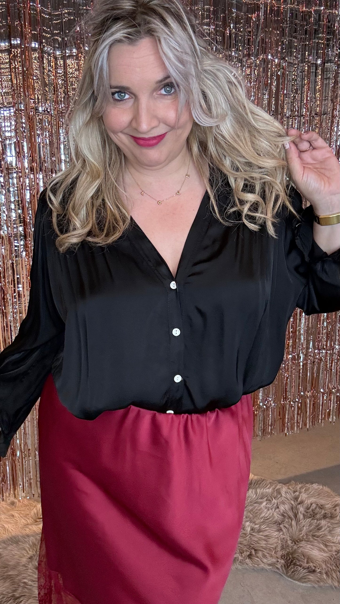 Liquid blouse - Zwart