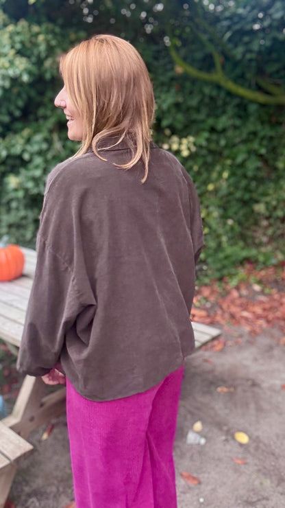 Fine ribbed blouse - Bruin