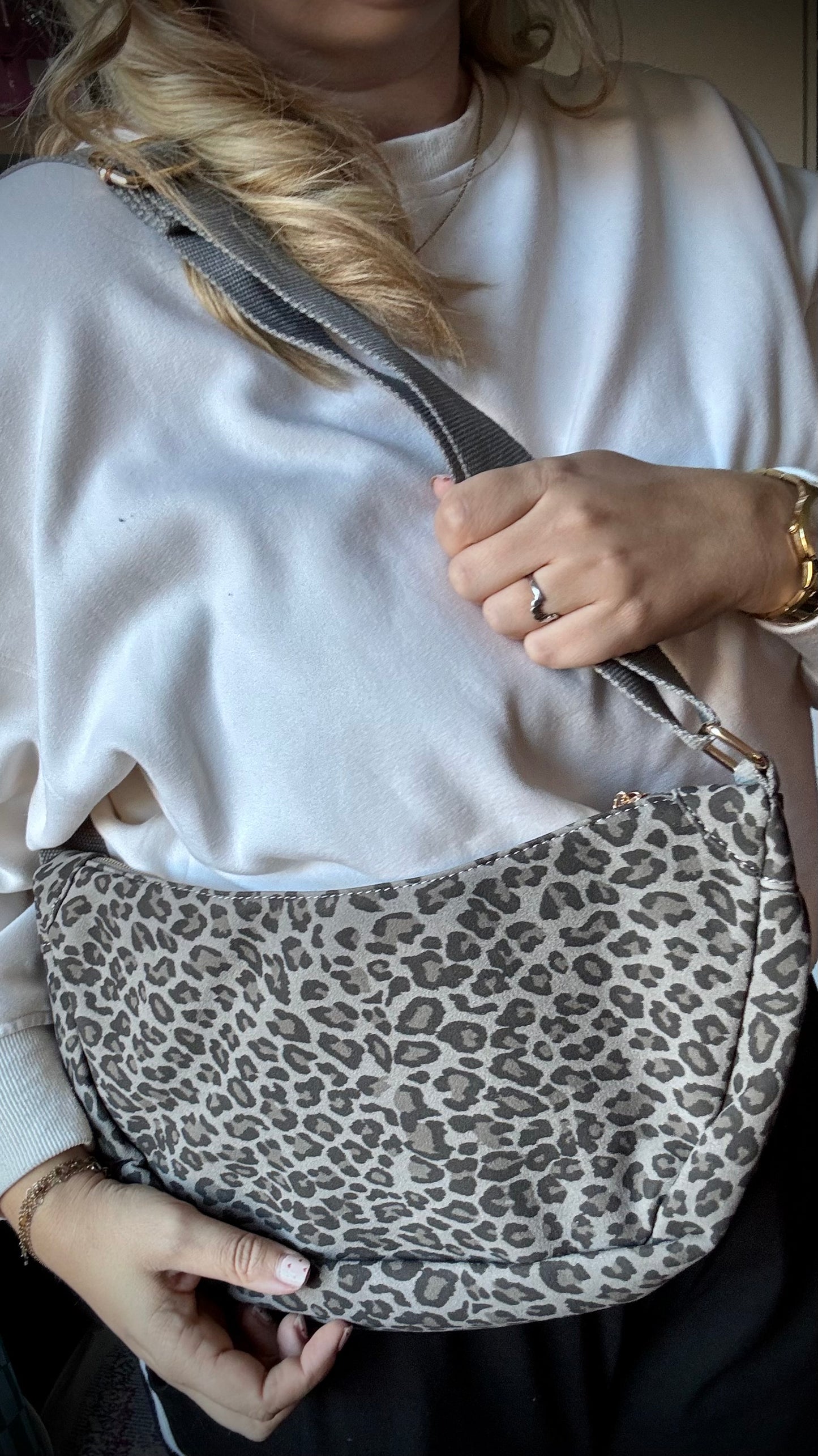 Schoudertas leopard - Grijs