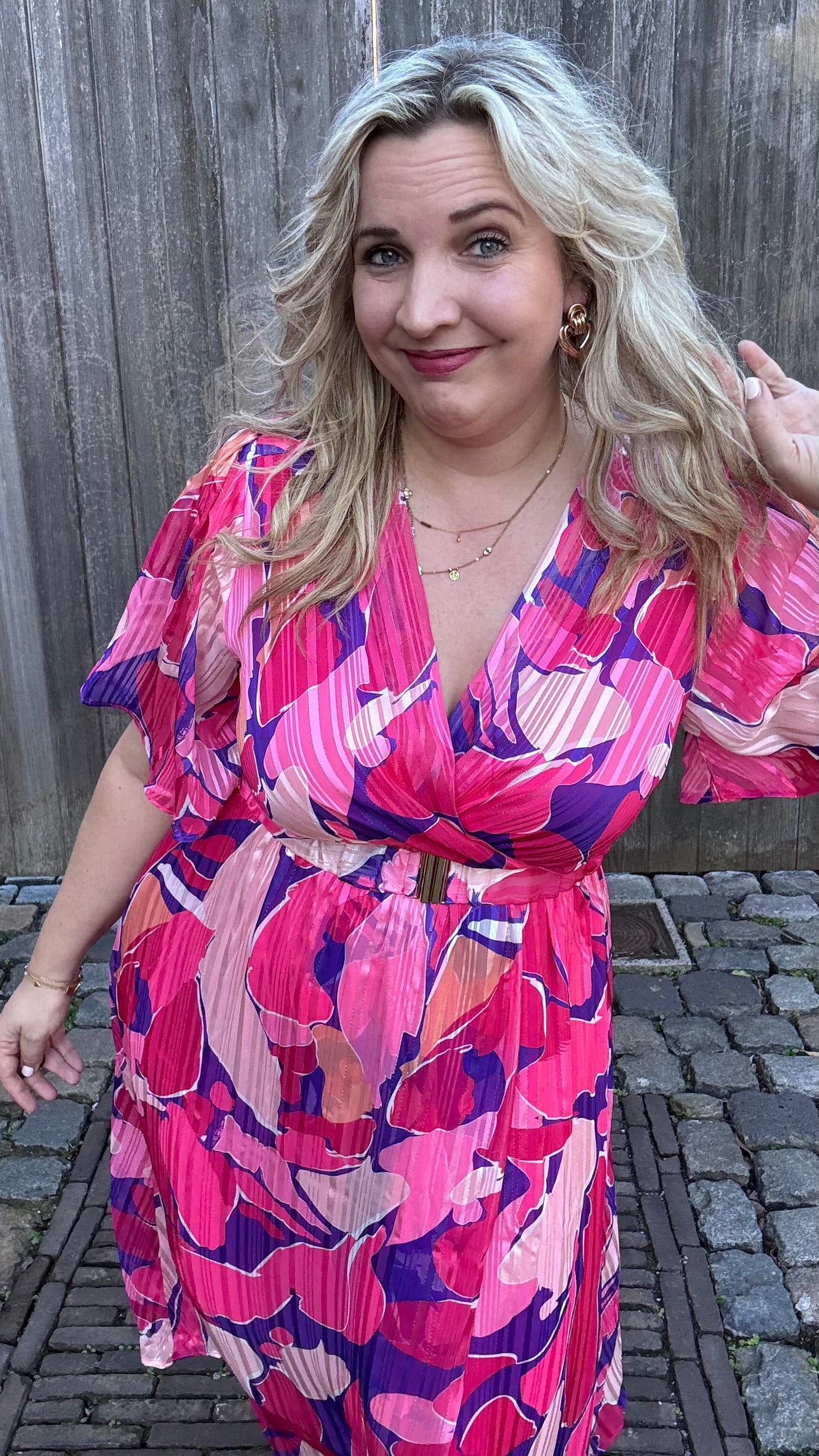 Pink blossom jurk