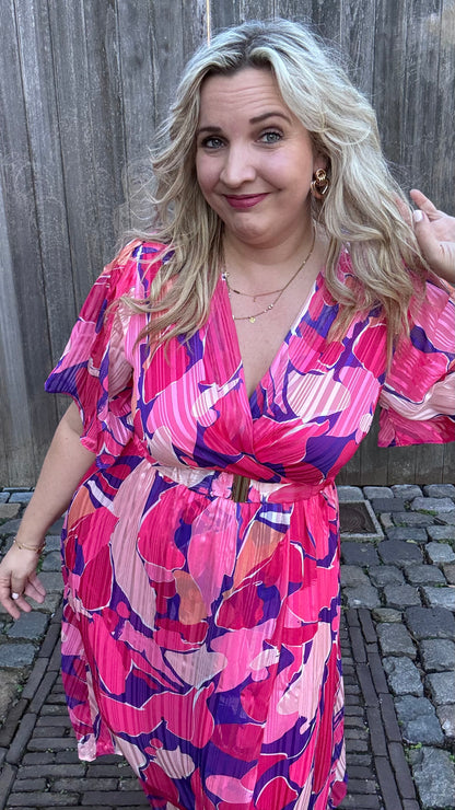 Pink blossom jurk