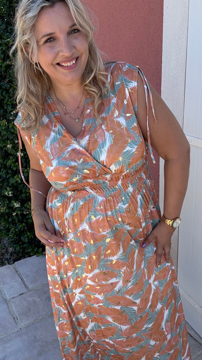 Every Woman Dress - Golden feather (oranje/turkoois)
