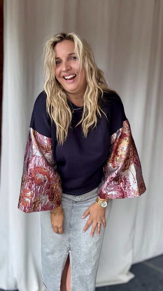 Shimmer sweater - Navy/rosé