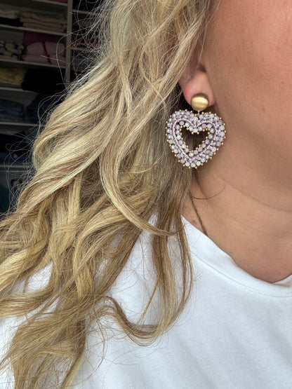 Oorbellen Pearl hearts - lila