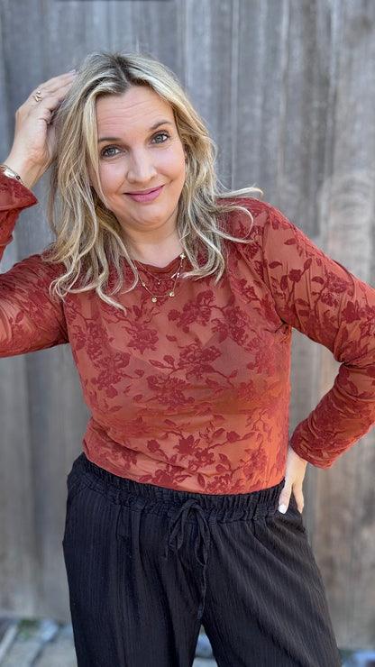 Velvet bloom blouse - Brique