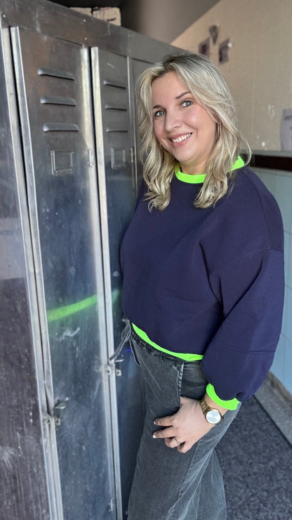 Leyla sweater - Navy/neon