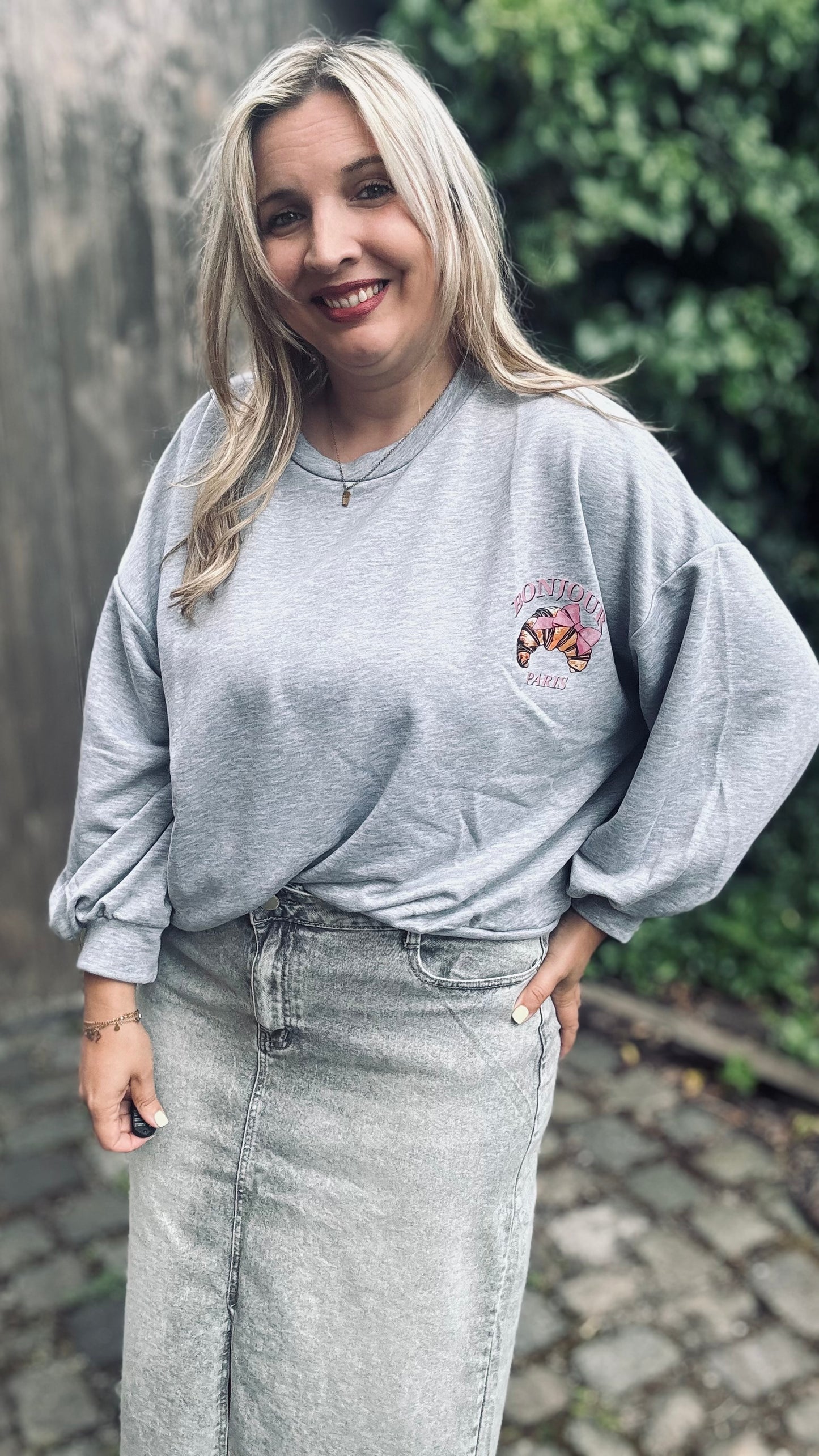 Croissant sweater grijs
