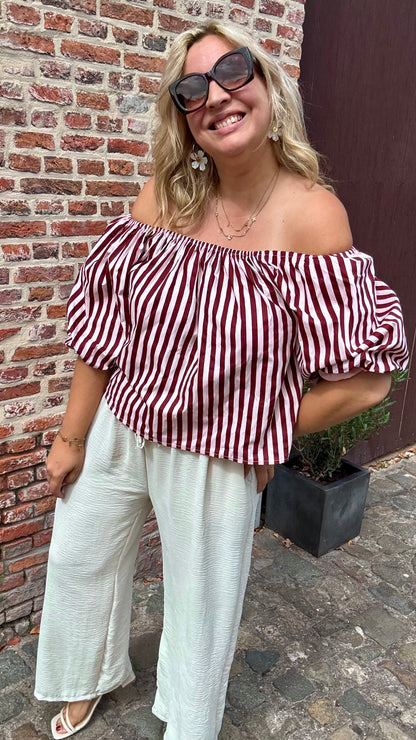 Off shoulder stripes blouse