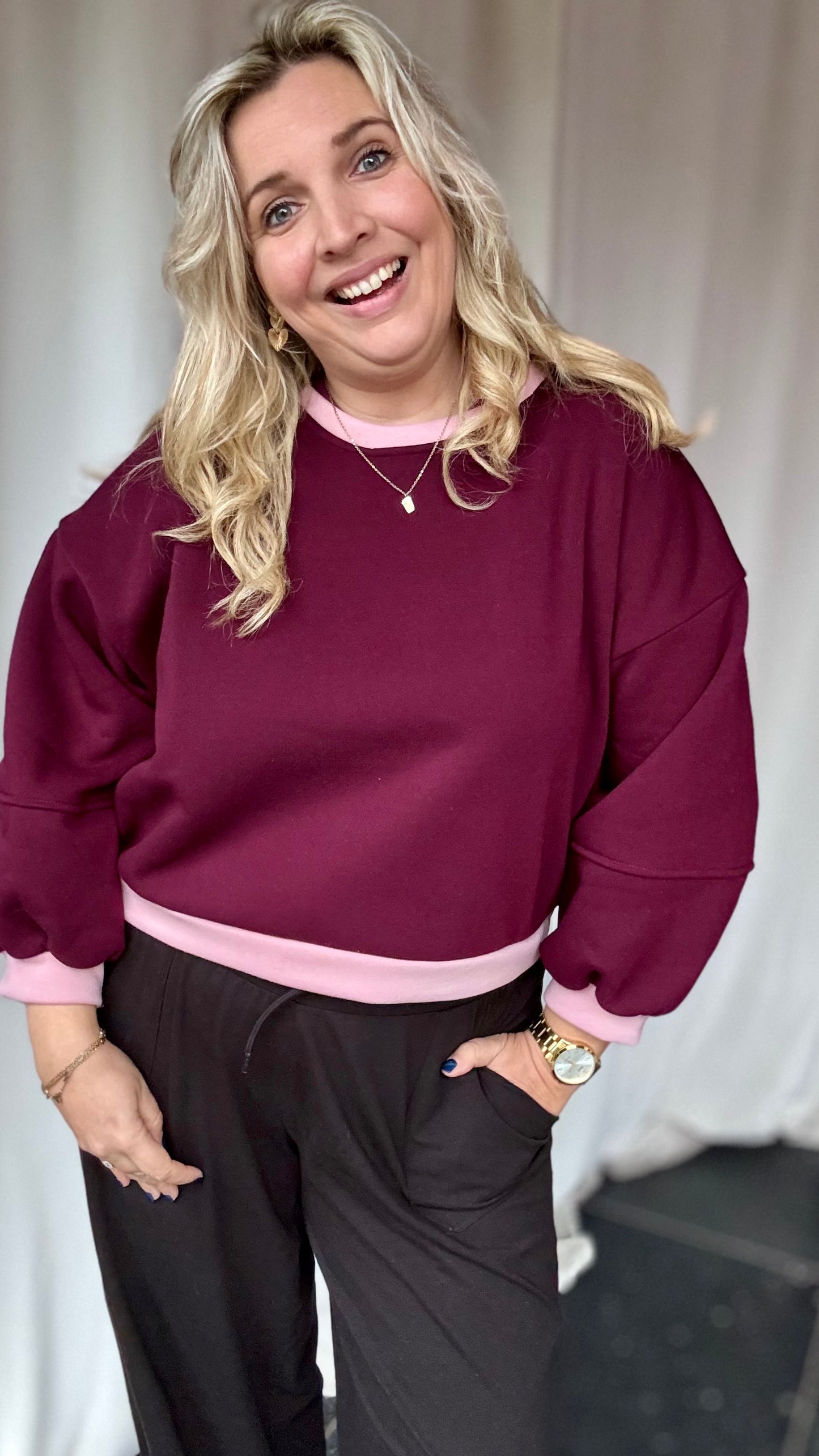 Leyla sweater - Burgundy/blush