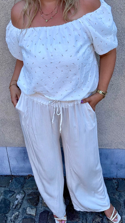 Zoë broek matté - crème