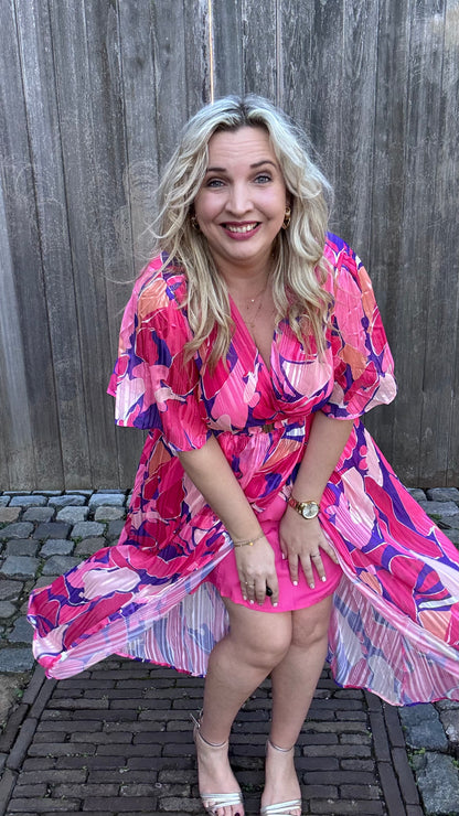 Pink blossom jurk
