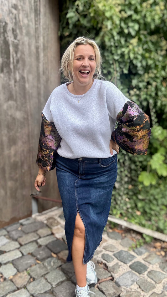 Shimmer sweater - Grijs/zwart