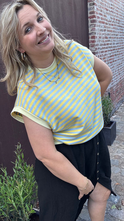 Linnie top - Geel/blauw