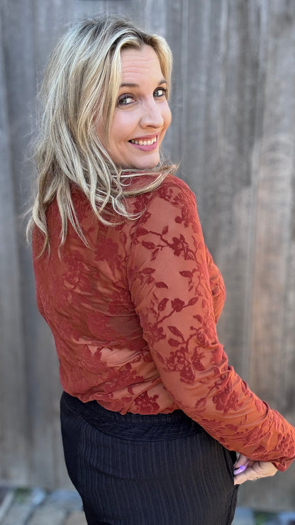 Velvet bloom blouse - Brique