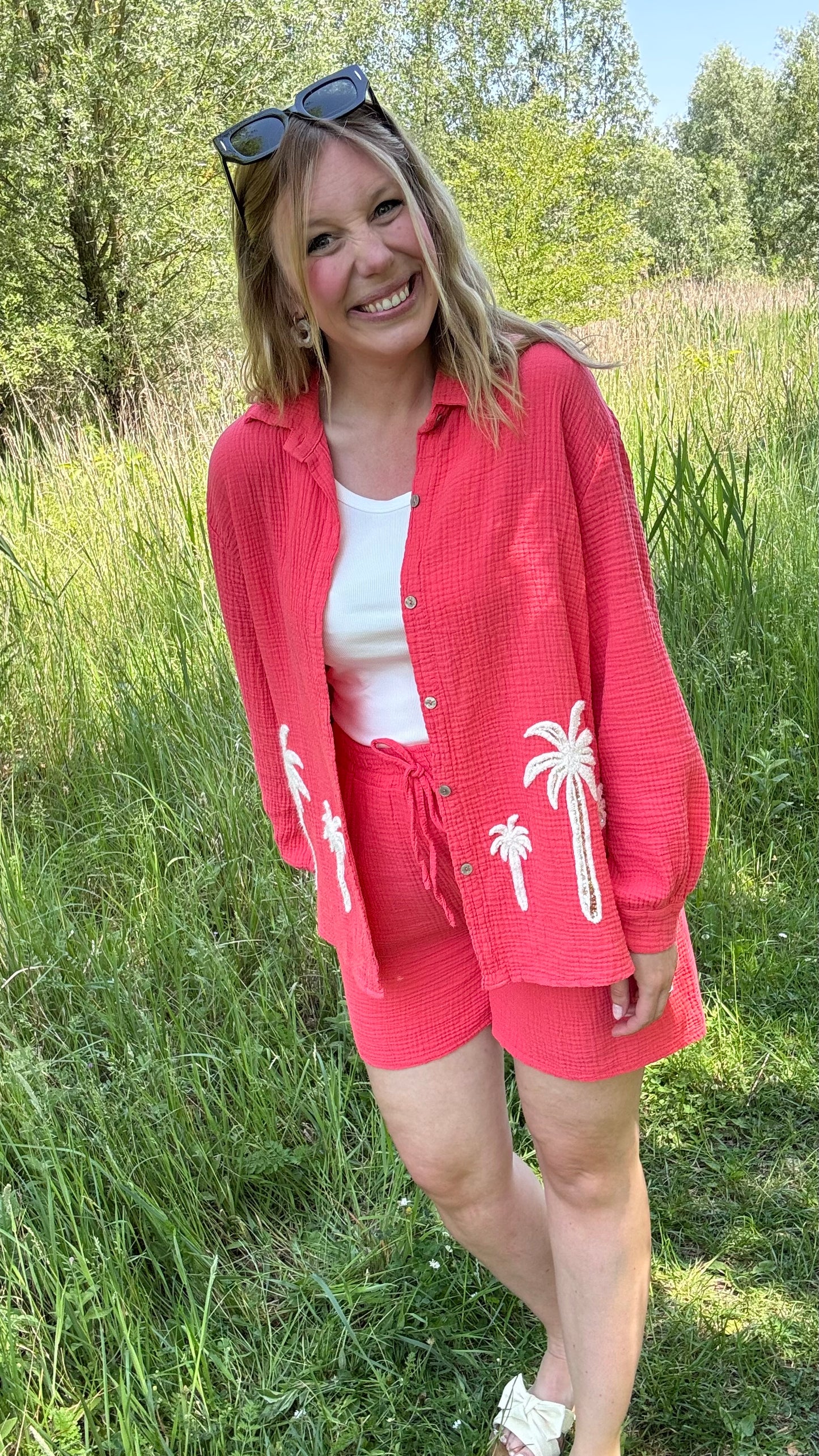 Palm breeze blouse - Koraal