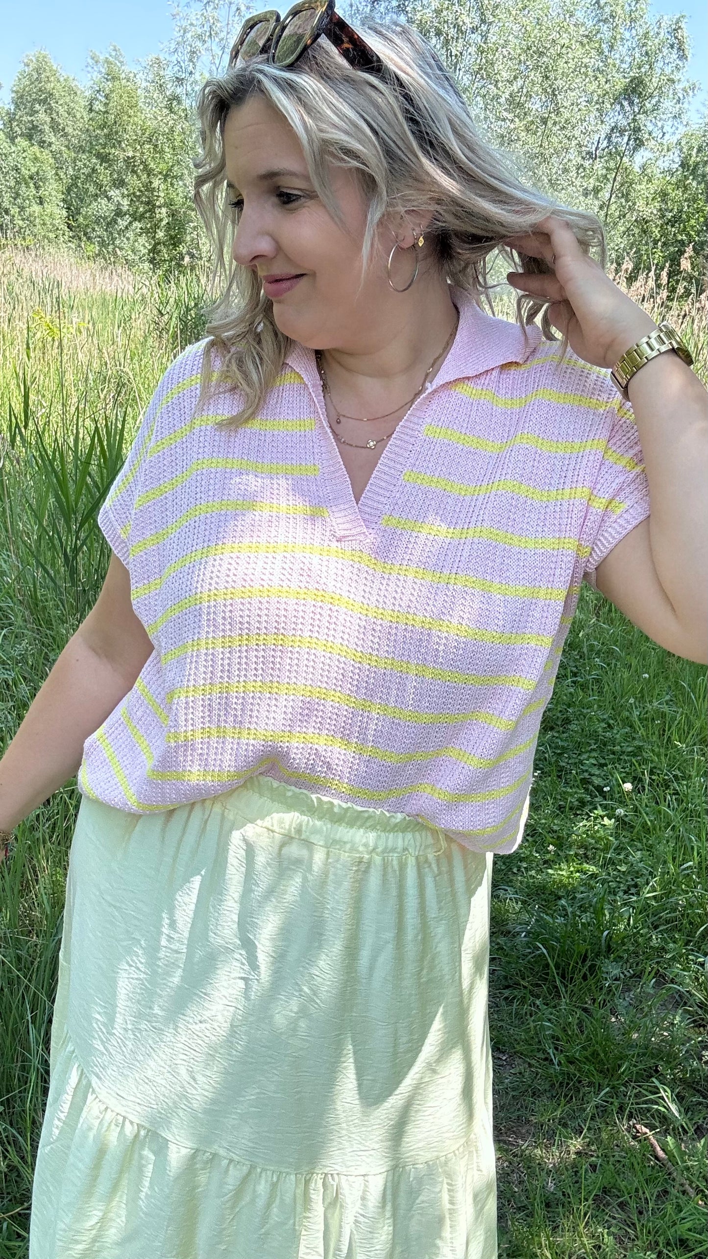 Riva polo - Roze/Geel