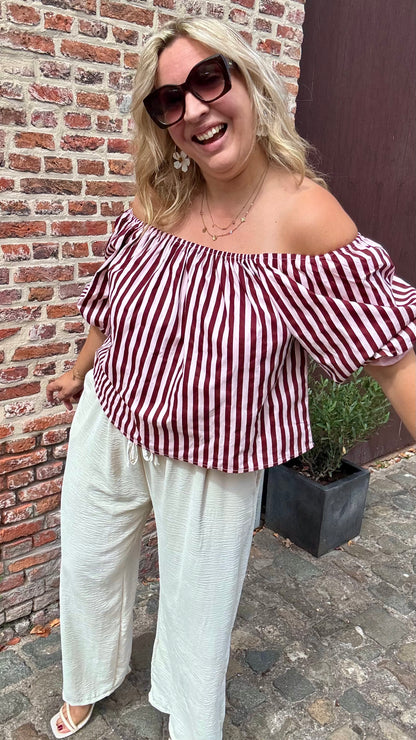 Off shoulder stripes blouse