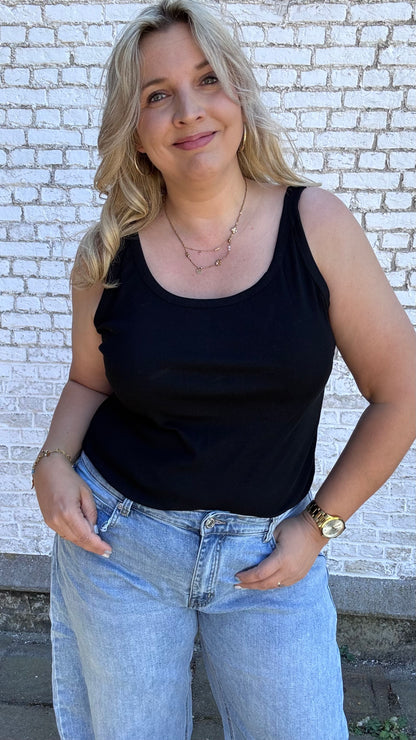 Ribbed top - Zwart