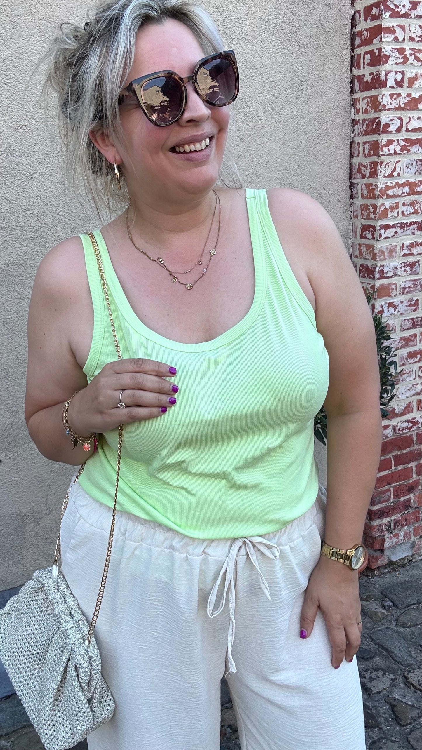 Ribbed top - Lime