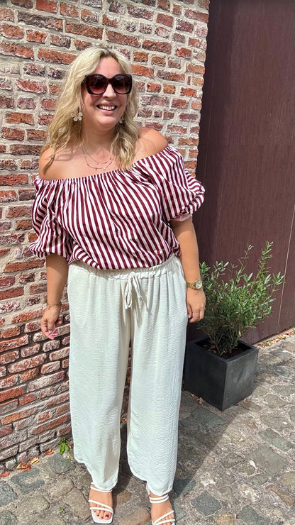 Off shoulder stripes blouse