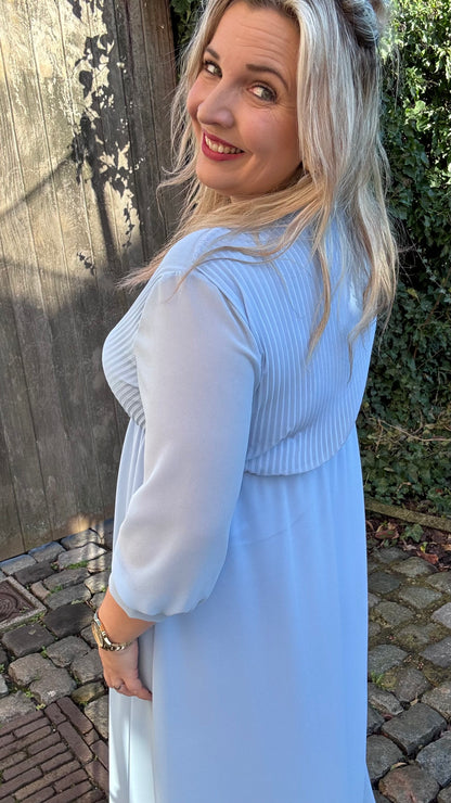 Plissé dress - Blauw